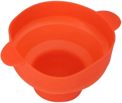 Vista 4 de Popcorn Popper para microondas con tapa de asa, plegable, de silicona, para hacer palomitas de maíz, uso en microondas u horno (rojo)