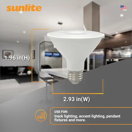Vista 3 de Sunlite Foco Reflector PAR30 LED, Foco, 9W (equivalente a 75W), 750 Lm, Base E26 Media, CRI 90, Atenuable, Uso en Iluminación de Riel Decorativa