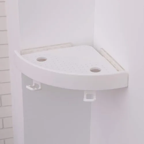 Vista 2 de Estante de pared con ventosa, estante colgante de esquina para ducha, baño, estante para colgar sin perforación, cesta de almacenamiento de baño