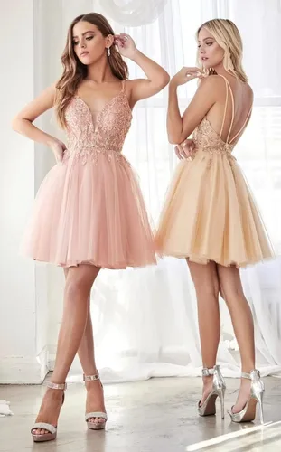 Vista 2 de Teens Sparkly Beaded Homecoming Dresses Juniors Lace V Neck Short Prom Dresses Tulle Ball Gowns