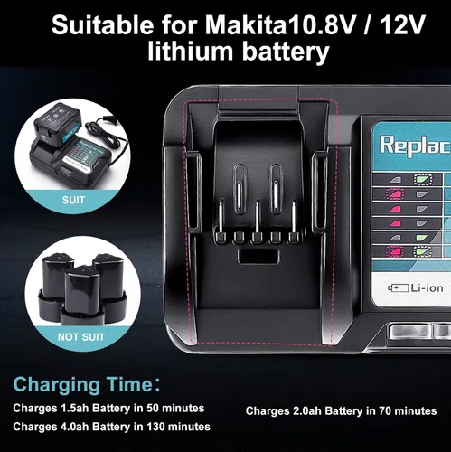 Vista 6 de DC10WD BL1015 Cargador de batería de repuesto para MAKITA 10.8V 12V BL1016 BL1021B BL1041B FD05 DT03 RJ03Z SH02Z PH04Z DC10SB cargador
