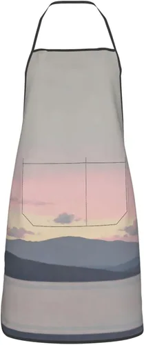 Vista 17 de Delantal azul y rosa con bolsillos, delantales resistentes a las gotas de agua para mujeres y hombres, delantal ideal para uso doméstico