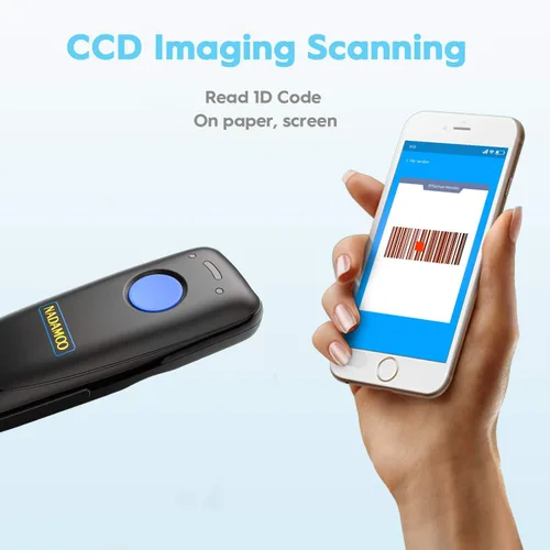 Vista 5 de NADAMOO Escáner de código de barras inalámbrico 1D compatible con Bluetooth, con base de carga, escáner de código de barras USB portátil