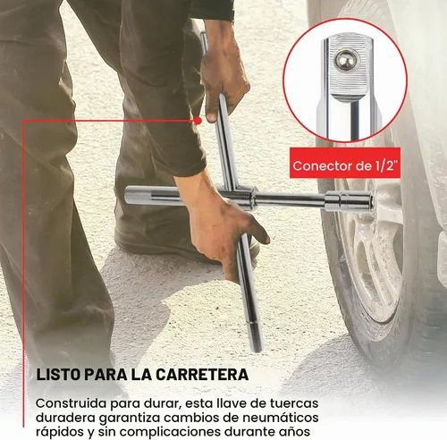Vista 5 de Boulder Tools - Llave universal telescópica de 4 vías de 58 cm para quitar neumáticos de coche y camión - Herramienta portátil de cambio