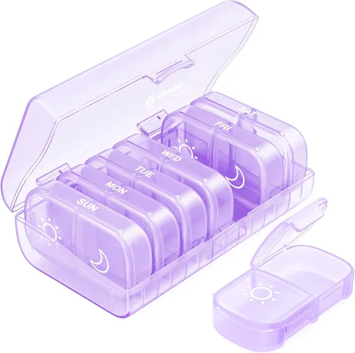 Vista 10 de AUVON XL - Organizador semanal de píldoras 2 veces al día, pastillero de 7 días con aberturas grandes de un lado para fácil uso, estuche de píldoras