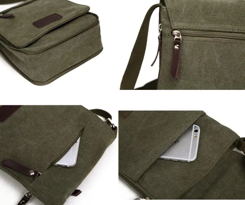 Vista 5 de Berchirly Pequeño bolso bandolera de cuero vintage de lona
