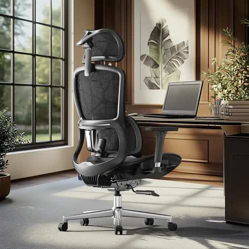 Vista 8 de Silla de oficina ergonómica Hbada con reposabrazos ajustables 3D, soporte lumbar ajustable, respaldo alto para silla de computadora, silla