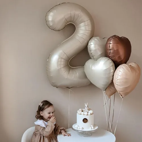 Vista 7 de Globos de 40 pulgadas con el número 24 color blanco crema, globos grandes del número 24 de helio, globos grandes de aluminio de cumpleaños de 24