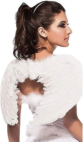 Vista 5 de Alas de ángel para niños adultos, ala de disfraz de ángel para Halloween, fiesta de cosplay, alas de ángel de plumas para niñas