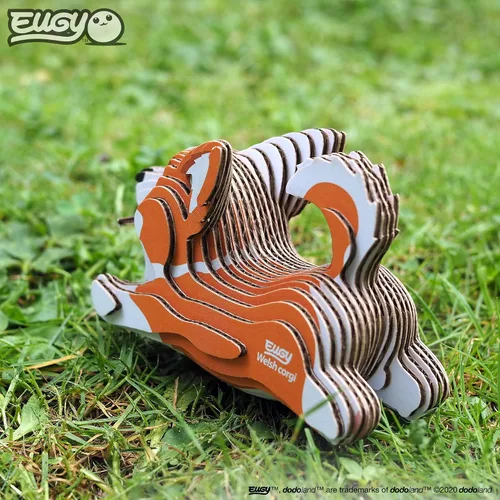 Vista 8 de EUGY Rompecabezas de papel 3D ecológico de Corgi galés 080