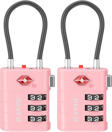Vista 25 de ANVIL Candados para Equipaje Aprobados por TSA – Candados de Viaje de Combinación TSA008 de Alta Seguridad con Indicador de Inspección para Maletas