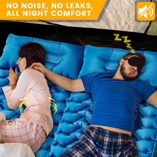 Vista 7 de Colchoneta para dormir, almohadilla de dormir compacta para acampar con almohada bomba de pie integrada, colchoneta inflable para viajes