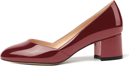 Vista 2 de MODENCOCO Zapatos de tacón bajo grueso para mujer, con puntera redonda, de 2 pulgadas
