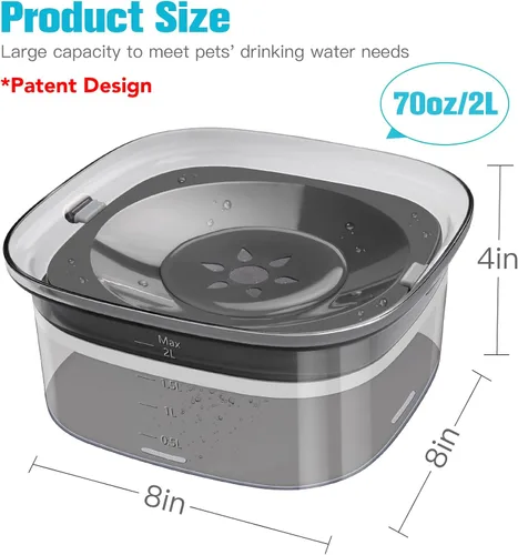 Vista 2 de UPSKY - Cuenco de agua para perros de 70 onzas, comedero lento sin derrames para bebedor desordenado Large Capacity, Spill Proof, Prevent Pet
