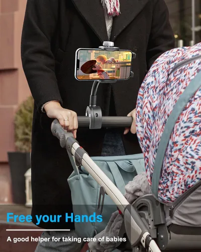 Vista 3 de Soporte de teléfono para cochecito de bebé, soporte de teléfono flexible para bicicleta, scooter, bicicleta de ejercicio, cinta de correr