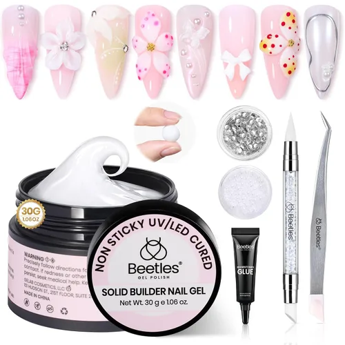 Vista 16 de Beetles - Gel de uñas sólido constructor, gel transparente 3D de 1.06 onzas para esculpir, gel de construcción de gel duro con polvo de uñas