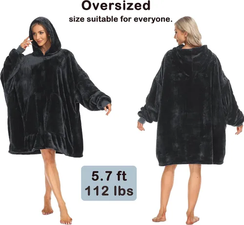 Vista 4 de Kipswiza Blanket Hoodie - Wearable Blankets Oversized Cozy Flannel Sweatshirt Blanket as Gifts for Adult Women Men