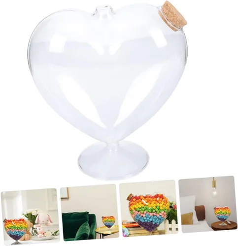 Vista 9 de Tarro de cristal con forma de corazón para dulces con tapa para frutas secas, almacenamiento de joyas y uso doméstico, elegante recipiente