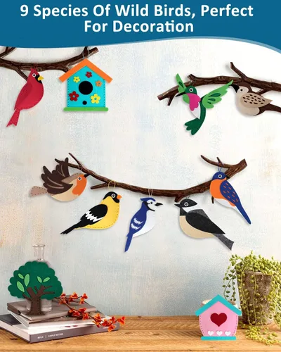 Vista 6 de CiyvoLyeen Kit de Costura de Aves Silvestres para Niños y Niñas Kit de Costura de Animales para Principiantes Conjunto de 12 Proyectos de Costura