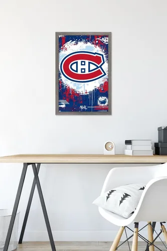 Vista 6 de Trends International NHL Montreal Canadiens - Póster de pared Maximalist Logo 23, 22.4 pulgadas de largo x 14.7 pulgadas, versión enmarcada