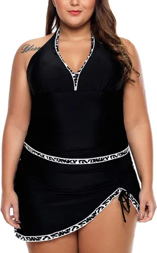 Vista 4 de KEASUZY - Traje de baño para mujer, tankini estilo halter, conjunto de traje de baño
