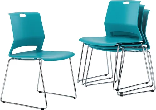 Vista 10 de Sidanli Black Stacking Chairs Set of 4, Stackable Chairs for Waiting Room