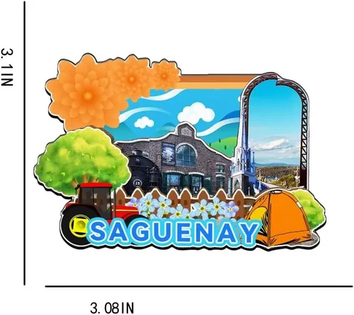 Vista 3 de Saguenay - Imán de madera para nevera, diseño de Canadá, monumentos 3D, recuerdos coleccionables, decoración hecha a mano -2274