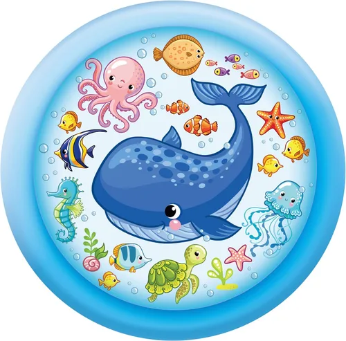 Vista 3 de Piscina inflable de 3 anillos – Flotadores de piscina para niños de 51 pulgadas con diseño de acuario – Piscina redonda para niños de 3 anillos