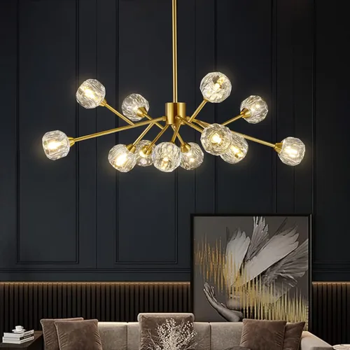 Vista 11 de Weesalife Sputnik - Candelabros para comedor, 6 luces de 25 pulgadas de diámetro Black Sputnik Chandeliers Adjustable Height Modern Crystal