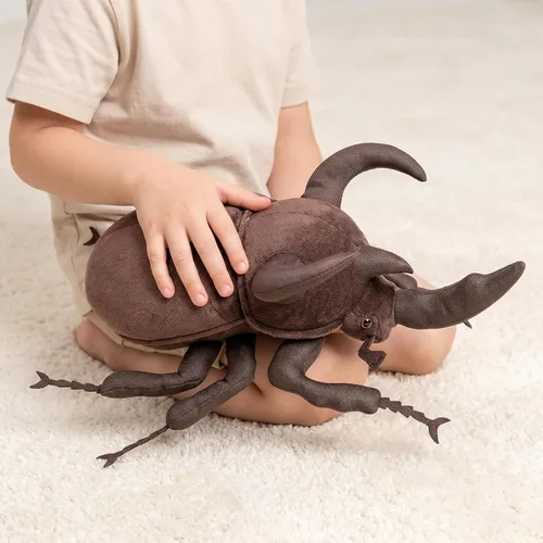 Vista 5 de Simulación Escarabajo Atlas Juguete de Peluche Relleno - 10" Insecto Animal Chalcosoma Atlas Realista, Modelo de Animales Crustáceos Suaves