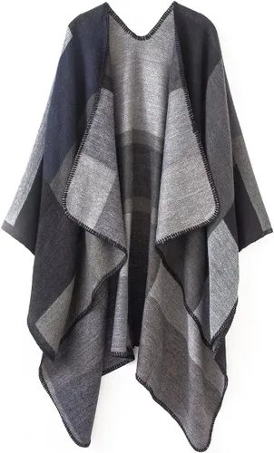 Vista 60 de Chales cálidos para mujer, cárdigan con frente abierto, estilo vintage, poncho