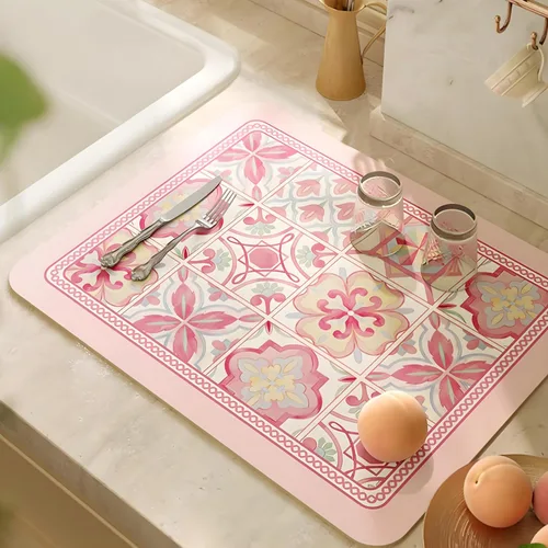 Vista 12 de Tapete de Café, Tapete de Secado de Platos Estilo Bohemio, Absorción Rápida de Agua, Oculta Manchas, Fácil de Limpiar, Se Adapta a Accesorios