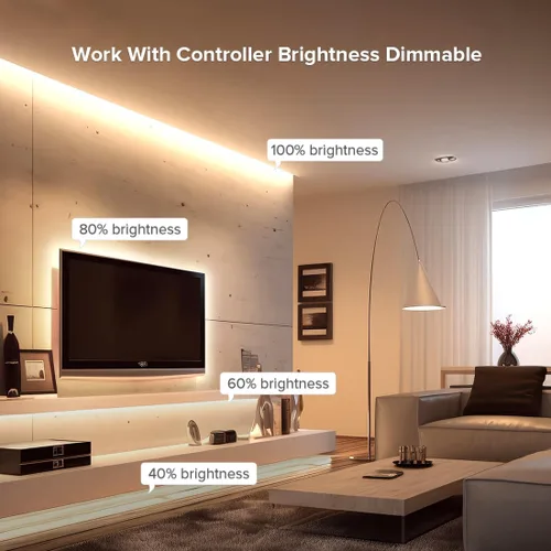 Vista 6 de Tira de luz LED COB de 32.8 pies, flexible, de alta densidad, tiras de mazorca, 24 V, blanco cálido, 2700 K, 320 LEDs/m, CRI 90+, regulable, 0.315