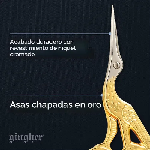 Vista 3 de Gingher Tijeras de bordado de cigüeña de 3.5 pulgadas para tijeras en hilo