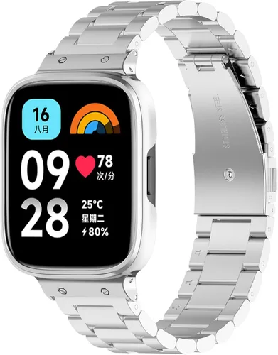 Vista 8 de Compatible con Redmi Watch 3 Lite/3 Active Band, bandas de metal de acero inoxidable, pulseras ajustables, accesorios de reloj inteligente