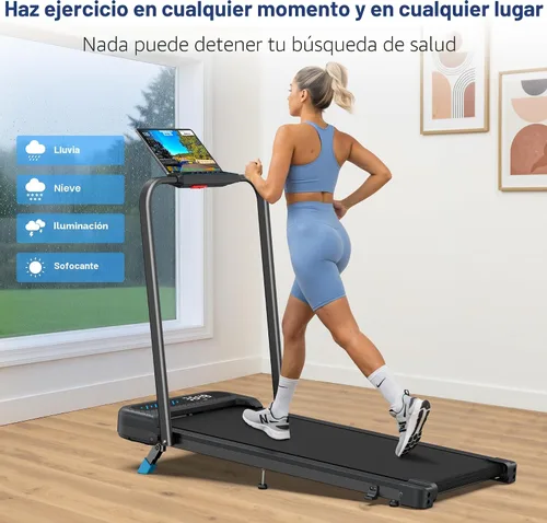 Vista 9 de Cardirun Almohadilla para caminar con 10% de inclinación, 4 en 1 plegable caminadora con barra de mango para espacios pequeños en el hogar, 3.0 HP