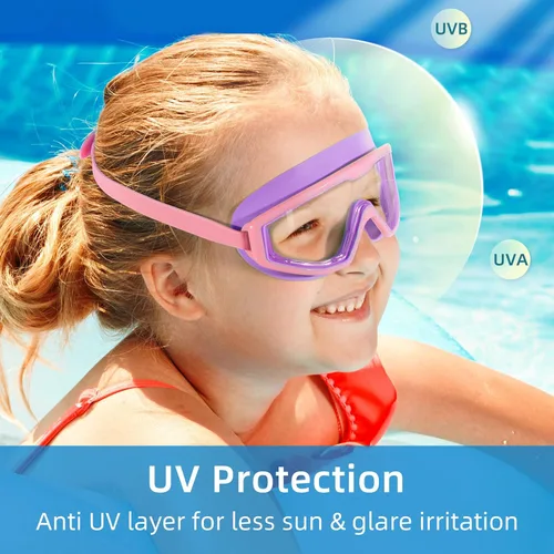 Vista 3 de Freela Gafas de natación transparentes para niños de 3 a 15 años, antiniebla, sin fugas, para piscina, playa, natación