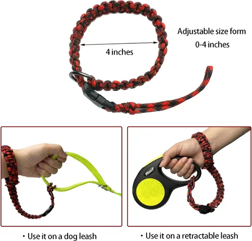 Vista 5 de Correa de muñeca ajustable manos libres para correa de perro, correa de seguridad para correas retráctiles para perros, negro