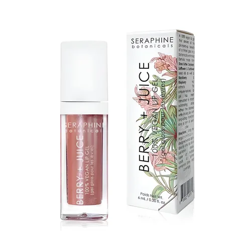 Vista 8 de Seraphine Botanicals Berry + Juice - Gel labial 100% vegano teñido brillante 0.20 fl oz (Cherry Compote)