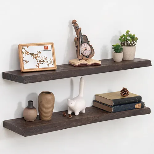 Vista 70 de Estantes flotantes para decoración de pared, estantes rústicos de madera recuperada de 24 x 8 pulgadas, estantes de montaje en pared resistentes