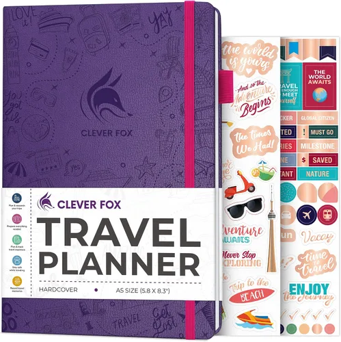 Vista 16 de Clever Fox Bolsillo para diario de viaje, organizador de itinerarios de vacaciones y viajes por carretera, diario de memoria de viaje, cuaderno