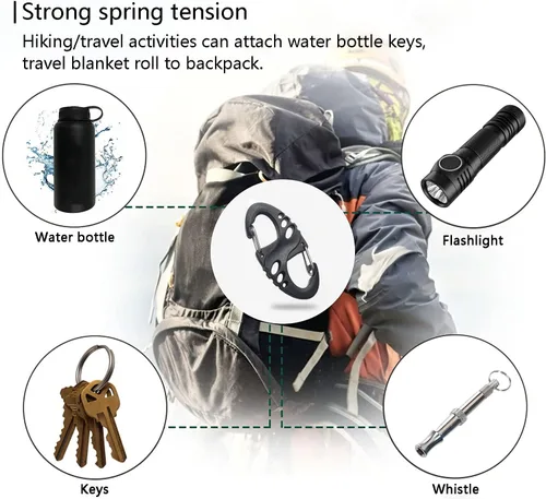Vista 7 de 12 Pack 2" Carabiner Clip Plastic S Carabiner Clips Paracord Keychain Hooks for Key Chain Backpacks Bags Zipper Clip Accessories Surtido
