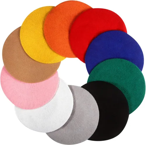 Vista 5 de SATINIOR 10 Piece Artificial Wool Beret for Woman, Artist Hat, French Style Polyester Beret Hat Set