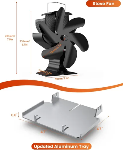 Vista 5 de Signstek Ventilador de estufa de leña, ventilador de calentador de calor con gancho para calentador de gas propano para interiores y exteriores
