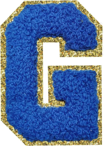 Vista 179 de 3Pcs Letter Patches Varsity Glitters Chenille,SPRT Iron on Blue Letter Patch,Alphabet Cloth Patch for Team Costume Decoration 3.1in Height S