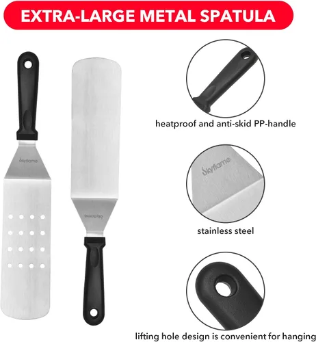 Vista 8 de Skyflame Placa superior plana universal de acero inoxidable, kit de accesorios de plancha de 3 piezas y cubo de basura magnético para colgar