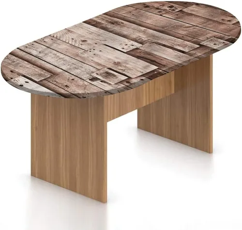 Vista 15 de Mantel ovalado de poliéster elástico de madera, tablones de madera vieja con estampado rural natural, se adapta a mesas ovaladas de hasta 36 x 48