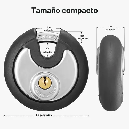 Vista 2 de Puroma Candado con llave, cerradura de casillero de acero inoxidable, cerraduras resistentes con 3 llaves, cerradura de unidad de almacenamiento