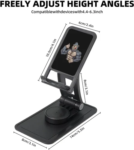 Vista 5 de Strong Monkeys Soporte de teléfono para escritorio, ajustable, accesorios de viaje de oficina para teléfono móvil/iPad/Tableta, soporte para Negro