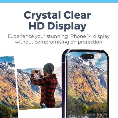 Vista 7 de Power Theory [Paquete de 2 protectores de pantalla para iPhone 14 Pro Premium inastillable de vidrio templado [dureza 9H], marco fácil de instalar